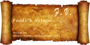 Fedák Vilmos névjegykártya
